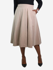Margaret Howell Neutral pleated midi skirt - size UK 12
