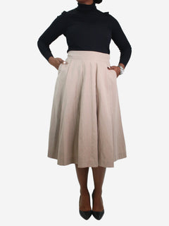 Neutral pleated midi skirt - size UK 12 Skirts Margaret Howell