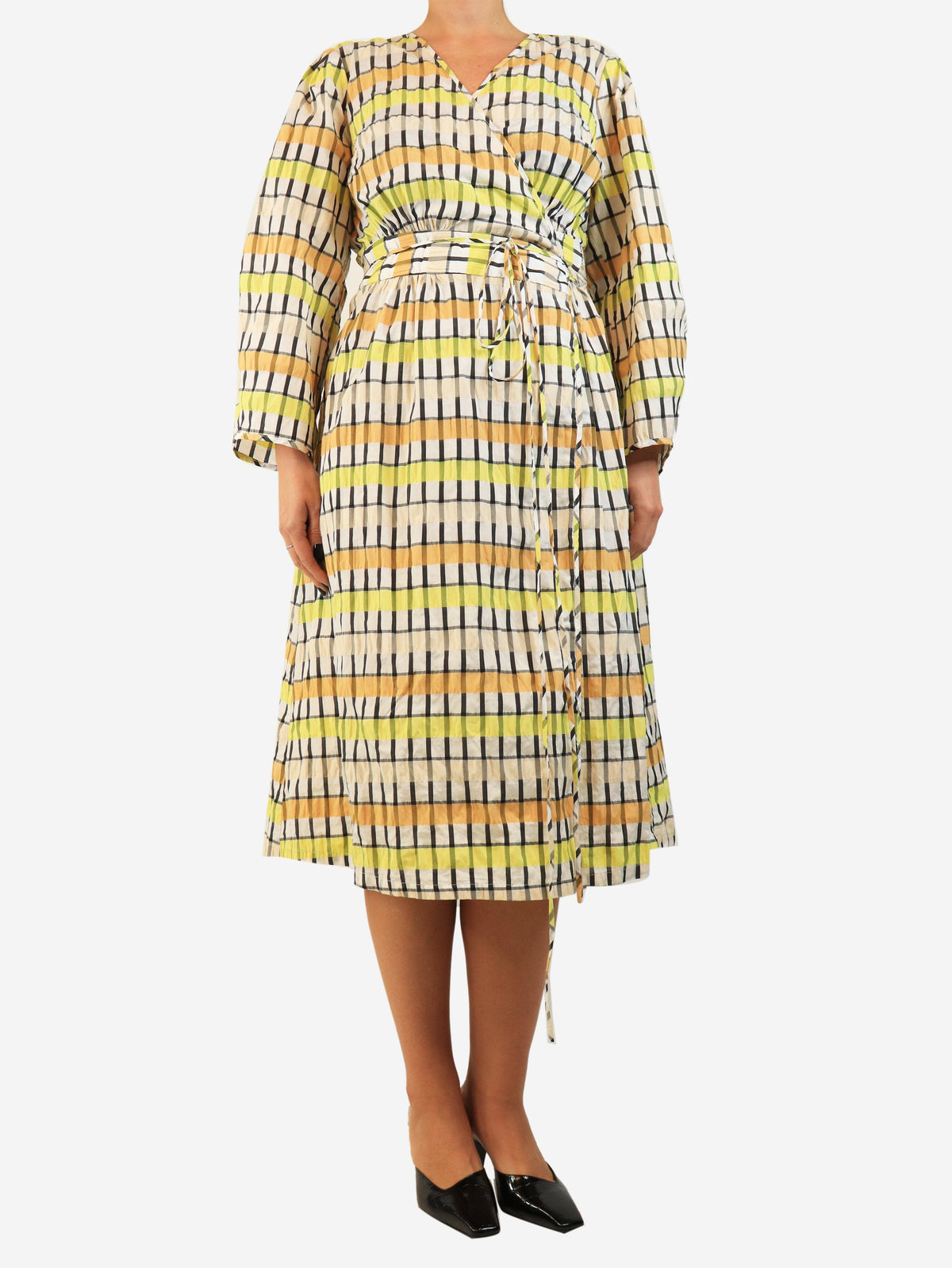 Multicolour checkered wrap dress - size UK 10 Dresses Baum Und Pferdgarten 