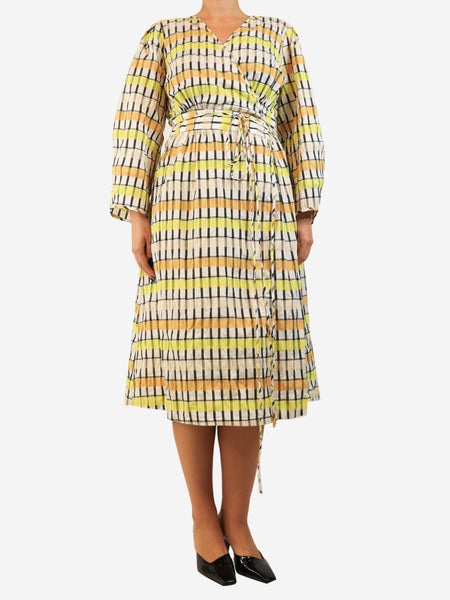 Multicolour checkered wrap dress - size UK 10 product image
