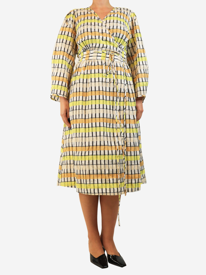 Multicolour checkered wrap dress - size UK 10 Dresses Baum Und Pferdgarten 