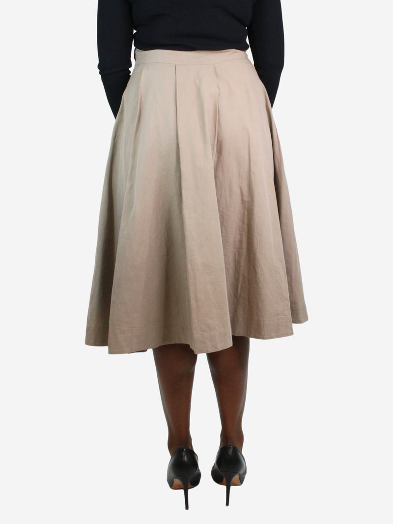 Neutral pleated midi skirt - size UK 12 Skirts Margaret Howell