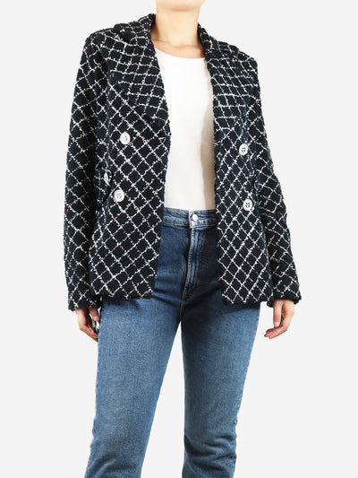 Black double-breasted diamond-stitch towelled jacket - size UK 12 Coats & Jackets Chanel 