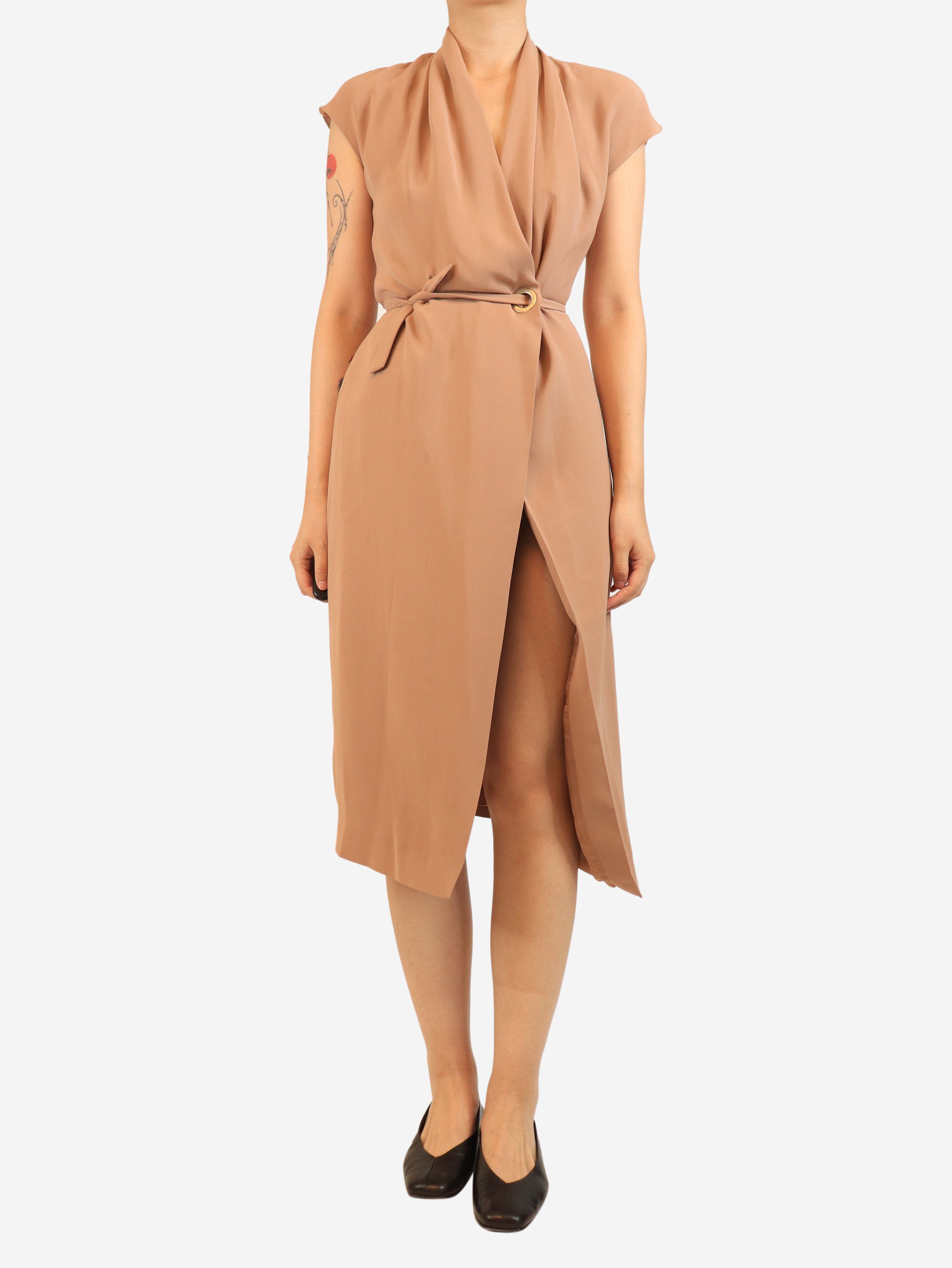 Dusty pink silk sleeveless wrap dress - size UK 10 Dresses Giorgio Armani 