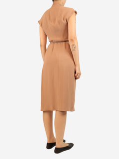 Dusty pink silk sleeveless wrap dress - size UK 10