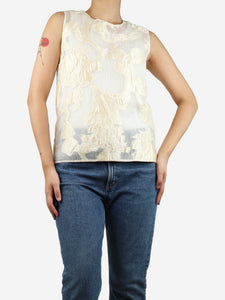 Erdem Cream sheer embroidered top - size UK 10