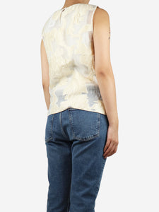 Erdem Cream sheer embroidered top - size UK 10