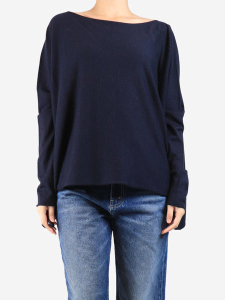 Navy blue wool-blend wide jumper - size M product image