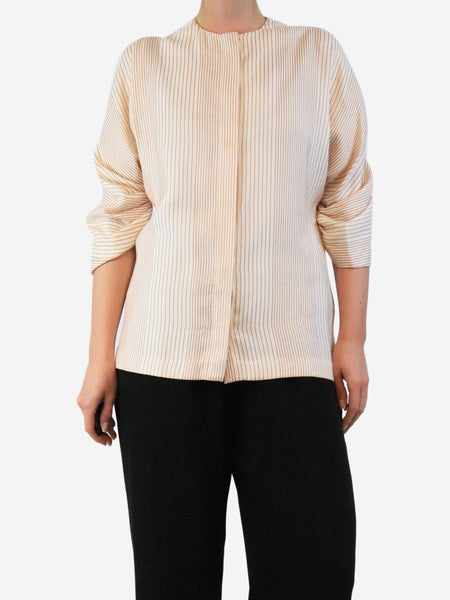 Cream striped silk top - size UK 12 product image