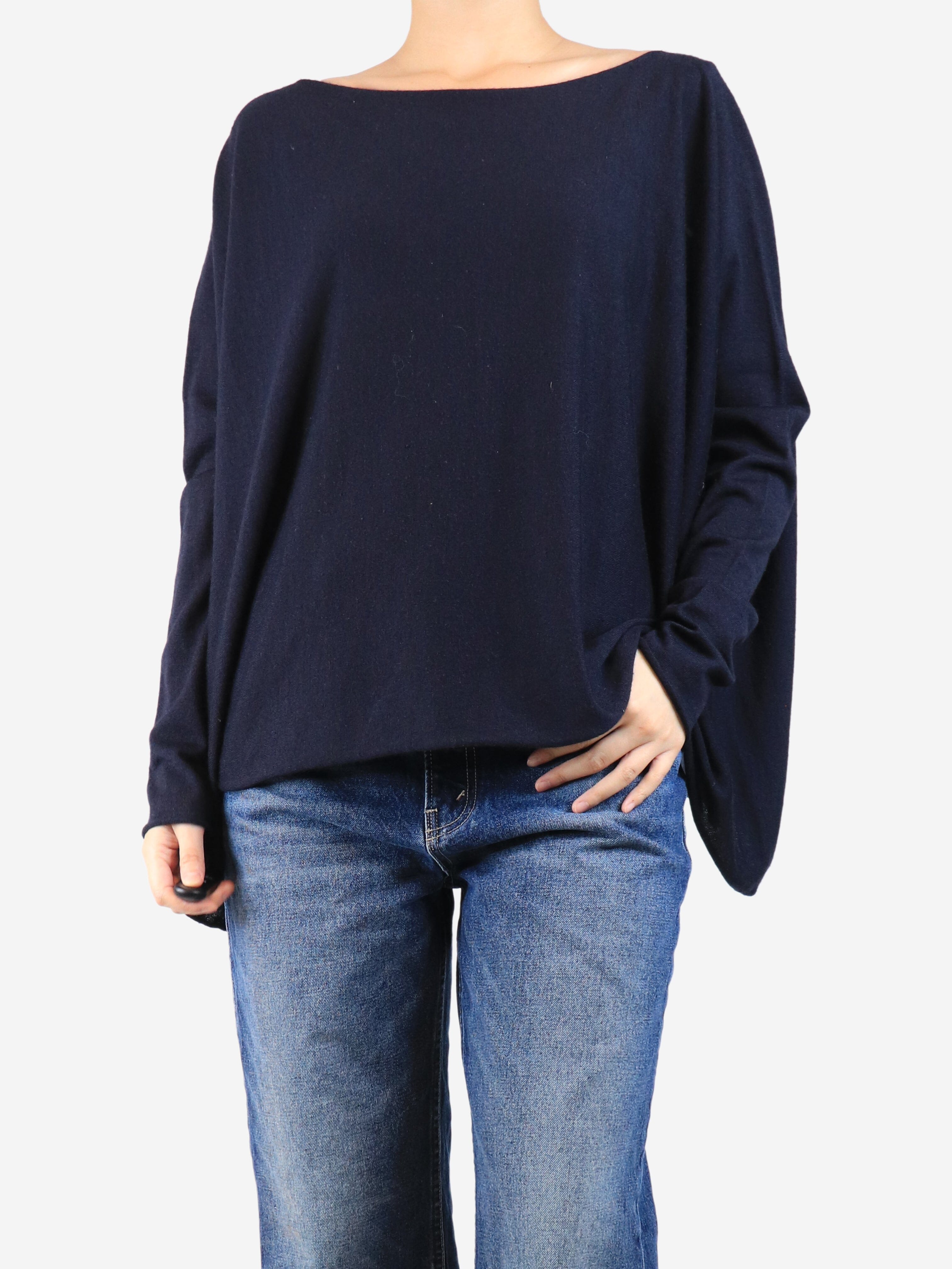 Navy blue wool-blend wide jumper - size M Knitwear Apuntob 