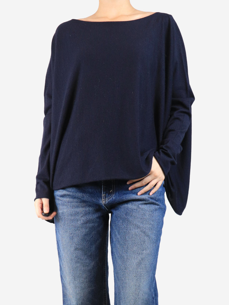 Navy blue wool-blend wide jumper - size M Knitwear Apuntob 