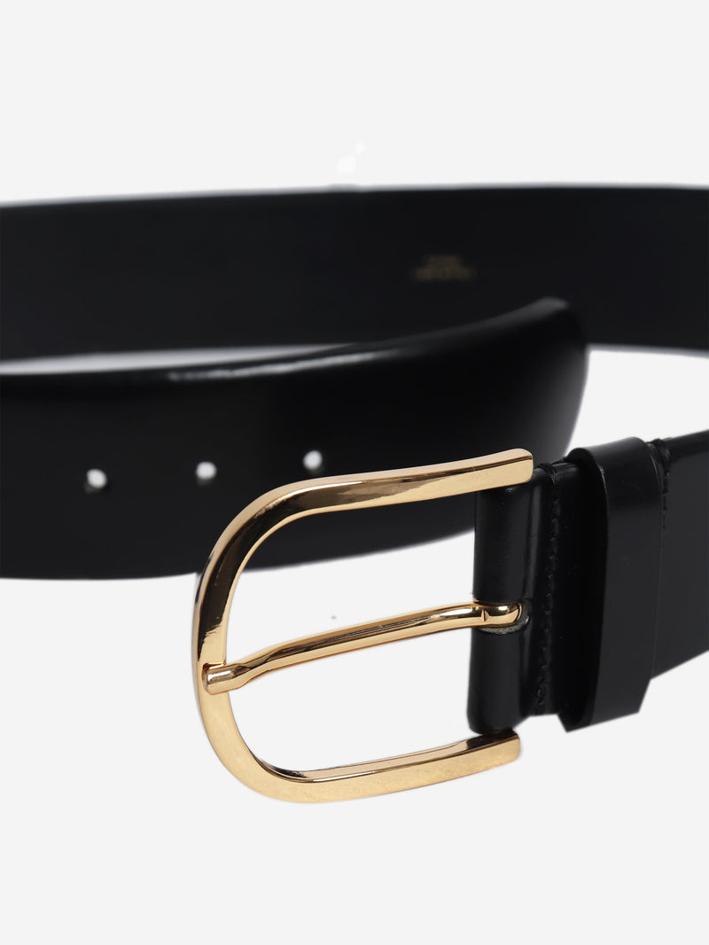 Black wide leather belt Flat Sandals Toteme 