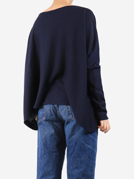 Navy blue wool-blend wide jumper - size M alternate image