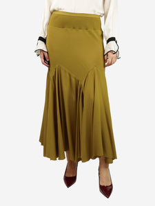 Rick Owens Green panelled midi skirt - Size UK 12