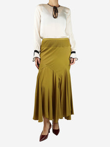 Rick Owens Green panelled midi skirt - Size UK 12