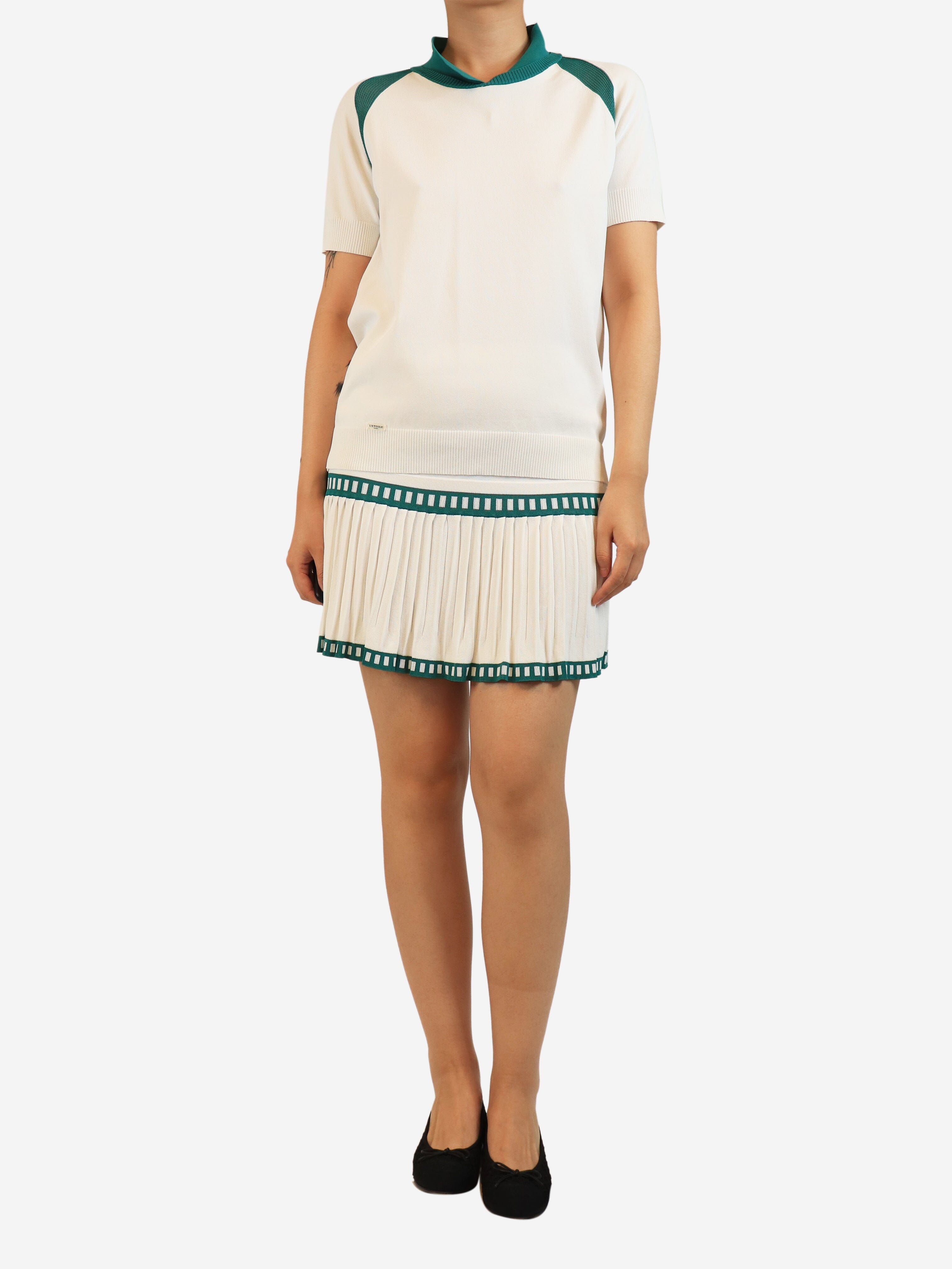 White and green tennis top and skirt set - size L Sets Etoile Sport 