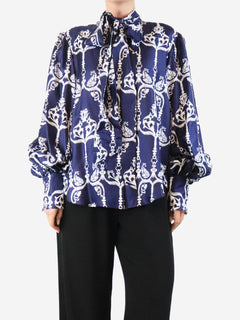 Blue Marcel silk twill blouse - size UK 12 Tops Borgo De Nor 
