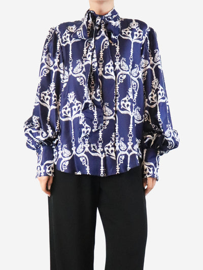 Blue Marcel silk twill blouse - size UK 12 Tops Borgo De Nor 