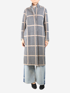 Bruno Manetti Neutral houndstooth wool coat - size UK 10