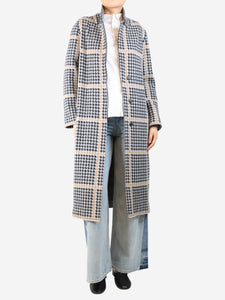 Bruno Manetti Neutral houndstooth wool coat - size UK 10