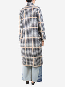 Bruno Manetti Neutral houndstooth wool coat - size UK 10