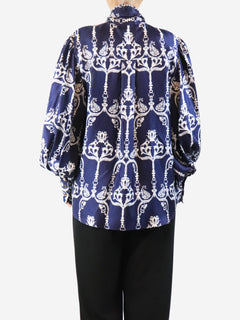 Blue Marcel silk twill blouse - size UK 12 Tops Borgo De Nor 