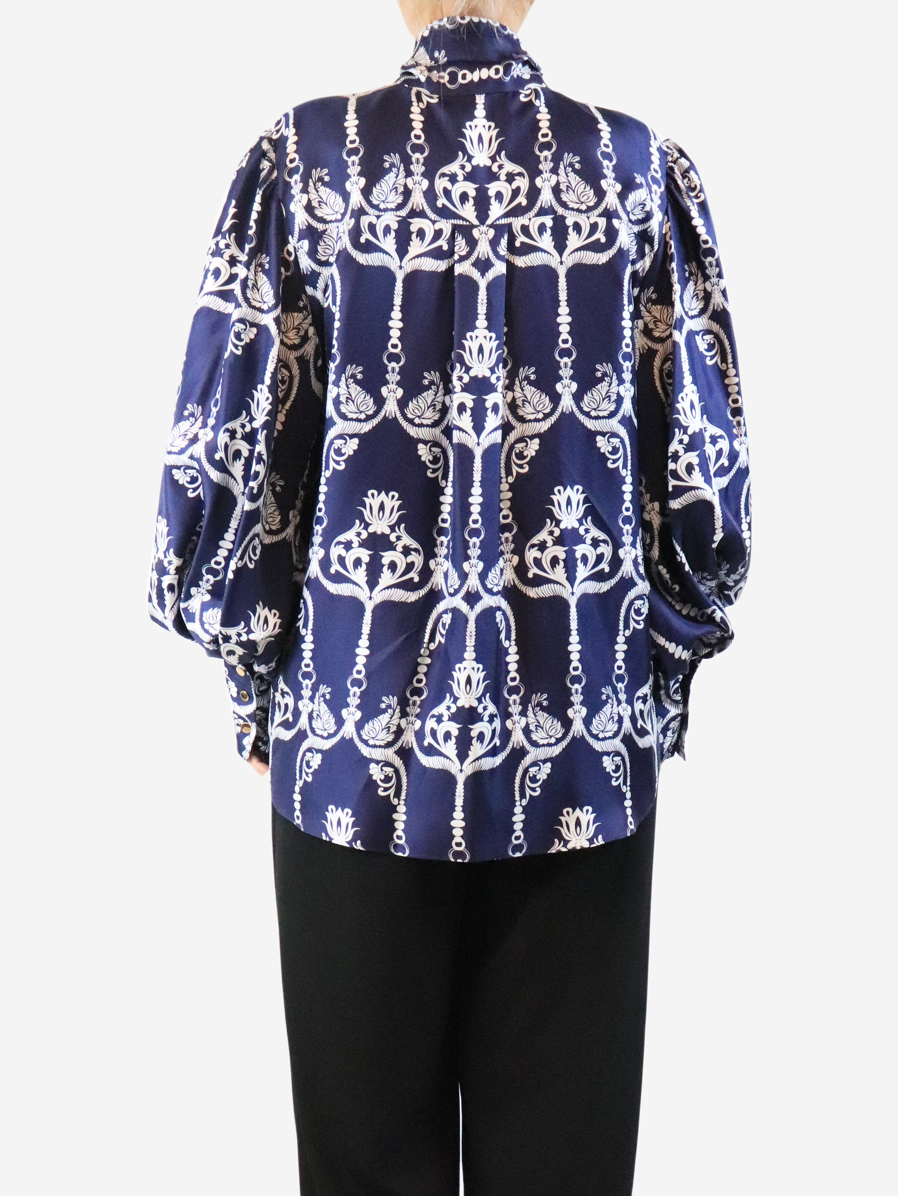 Blue Marcel silk twill blouse - size UK 12 Tops Borgo De Nor 