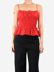 Khaite Red shirred top - size S