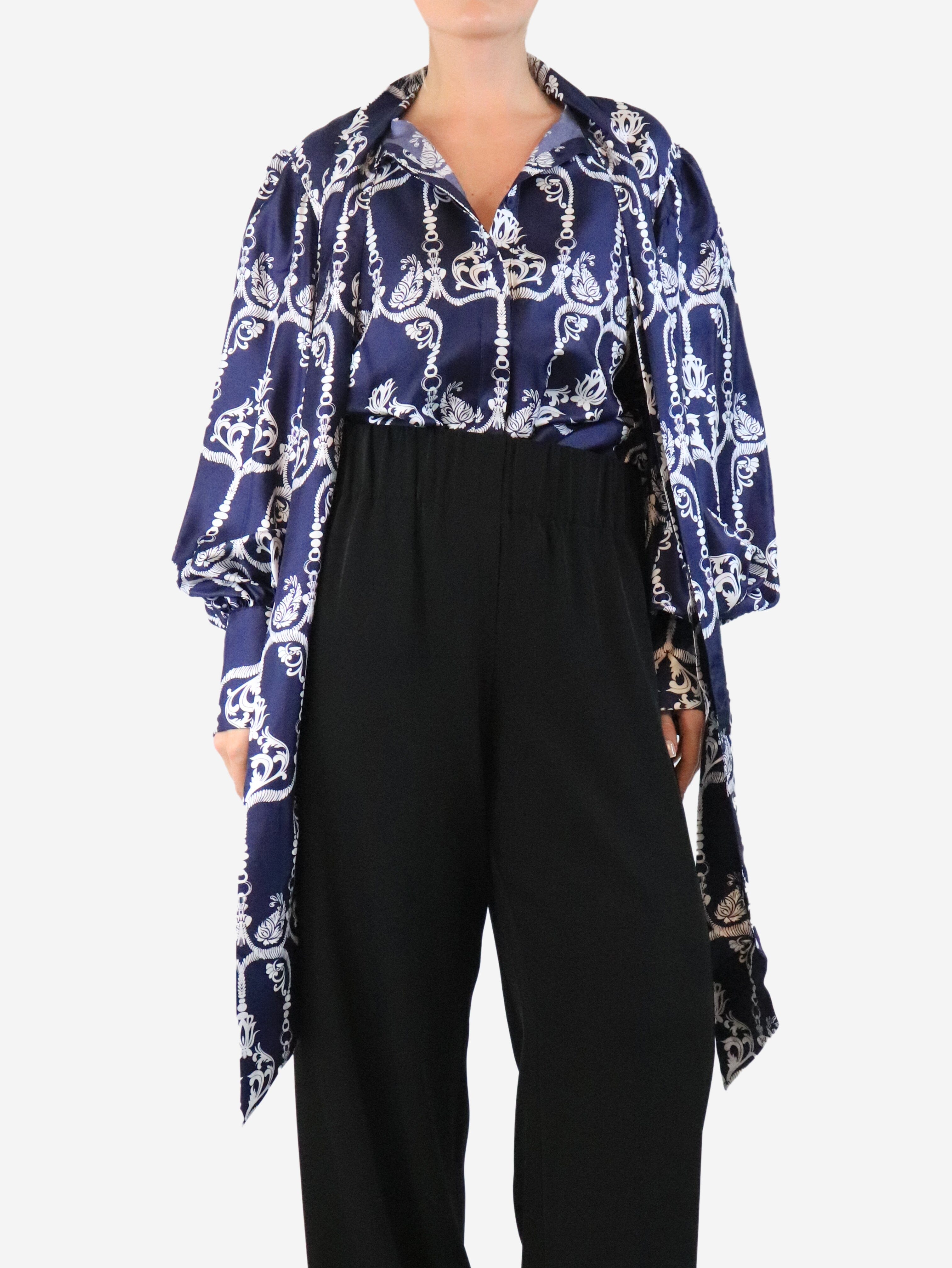 Blue Marcel silk twill blouse - size UK 12 Tops Borgo De Nor 