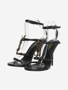 Saint Laurent Black Cassandra leather sandal heels - size EU 38