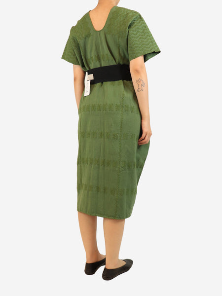 Green embroidered kaftan with belt - One size alternate image