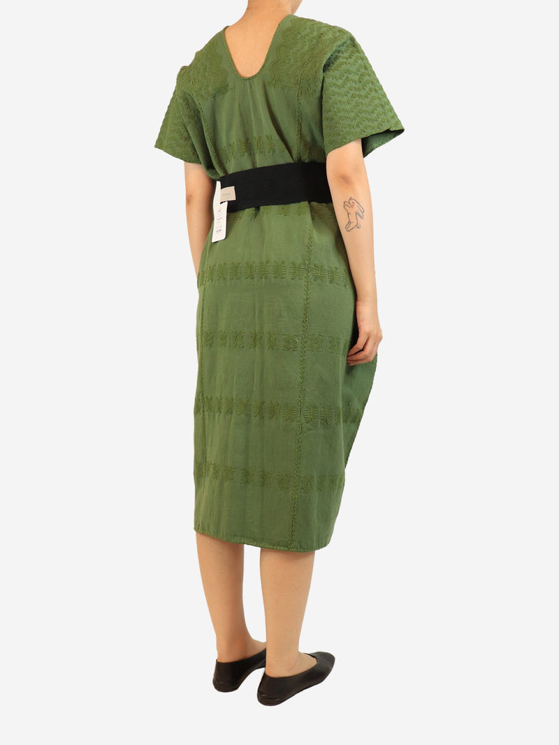 Green embroidered kaftan with belt - One size Dresses Pippa Holt 