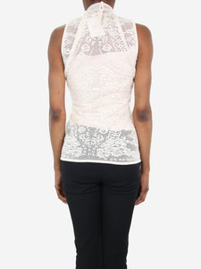 Christian Dior Cream high-neck lace top - size UK 12