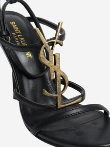 Saint Laurent Black Cassandra leather sandal heels - size EU 38