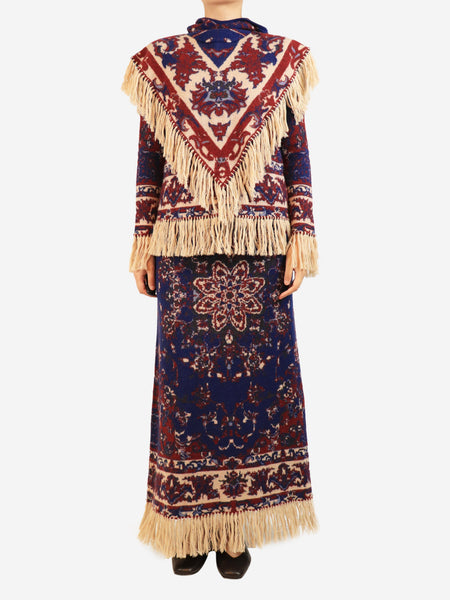Navy and red knit top, skirt and hood 3 piece set  - size S product image