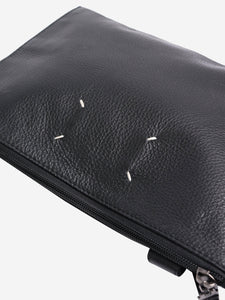 Maison Margiela Black four-stitch leather zipped pouch