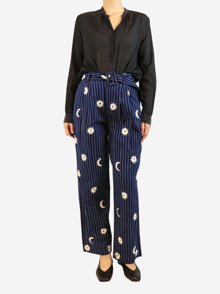 Blue and white celestial striped trousers - size S alternate image