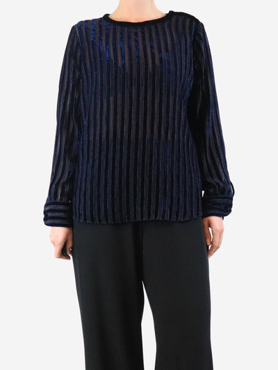Blue velvet striped top - size UK 14 Tops Giorgio Armani 