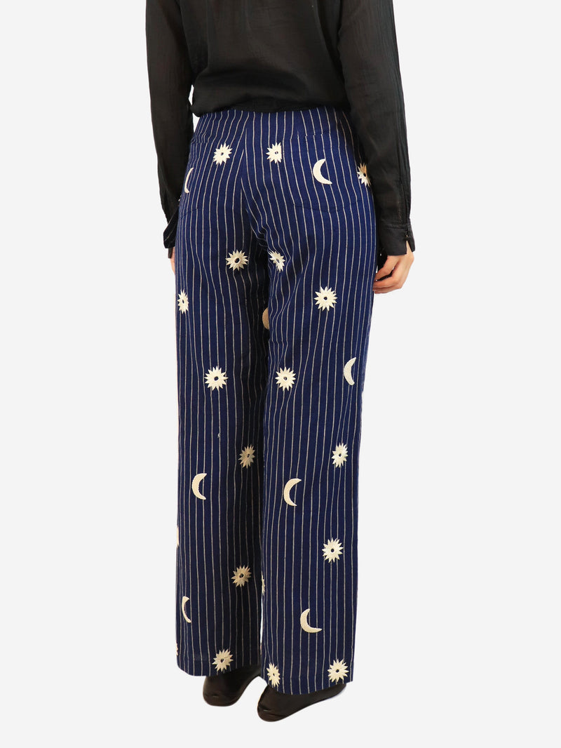 Blue and white celestial striped trousers - size S Trousers Alix of Bohemia 