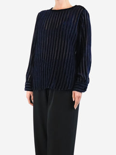 Blue velvet striped top - size UK 14 Tops Giorgio Armani 
