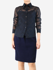 Gucci Black sheer foliage shirt - size UK 10