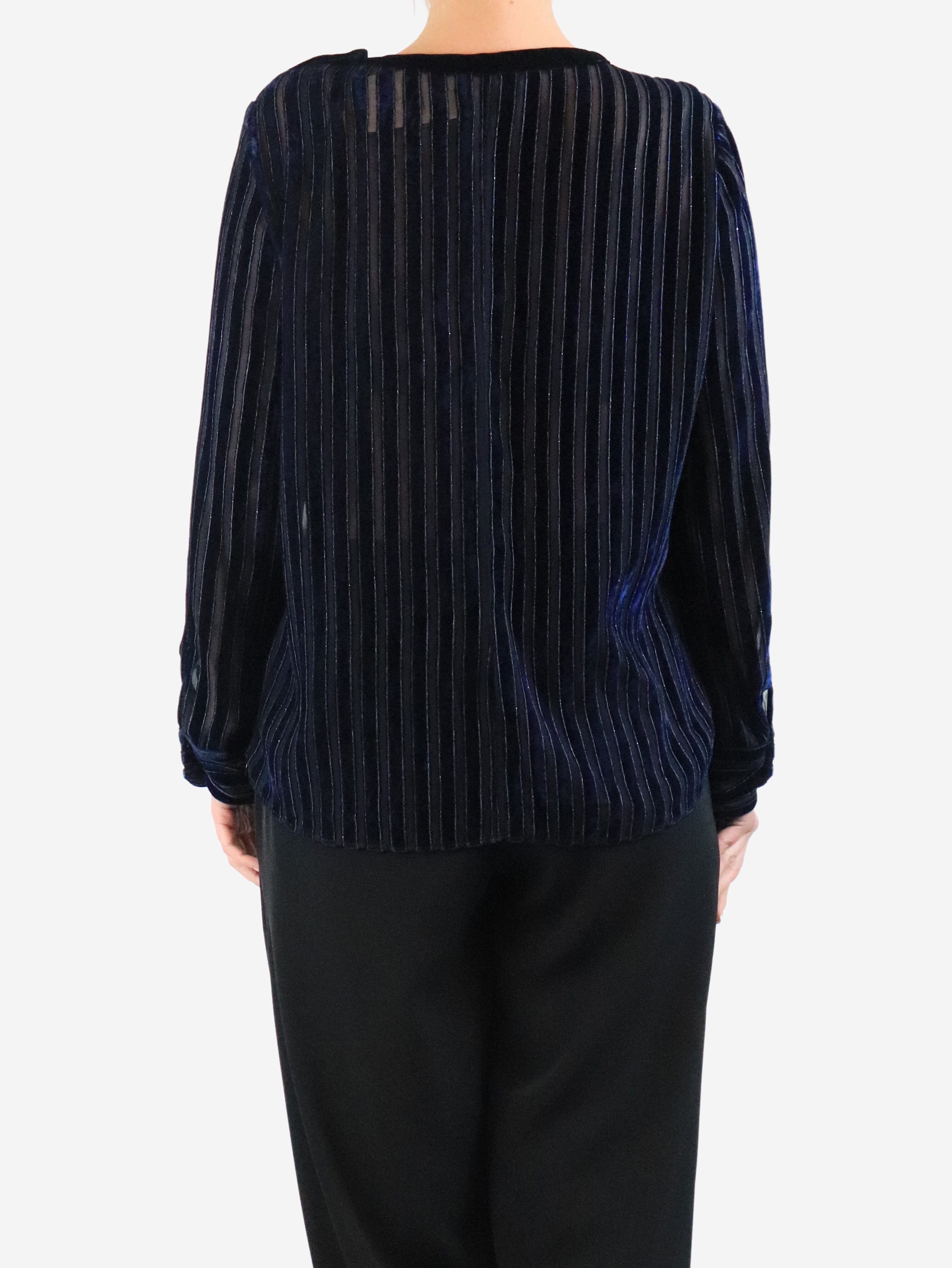 Blue velvet striped top - size UK 14 Tops Giorgio Armani 