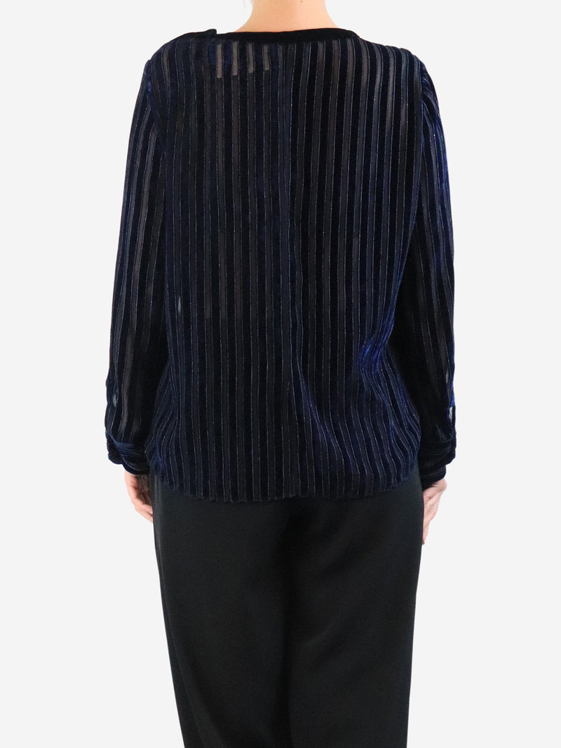 Blue velvet striped top - size UK 14 Tops Giorgio Armani 