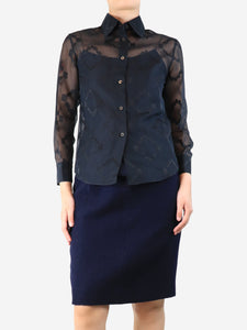 Gucci Black sheer foliage shirt - size UK 10