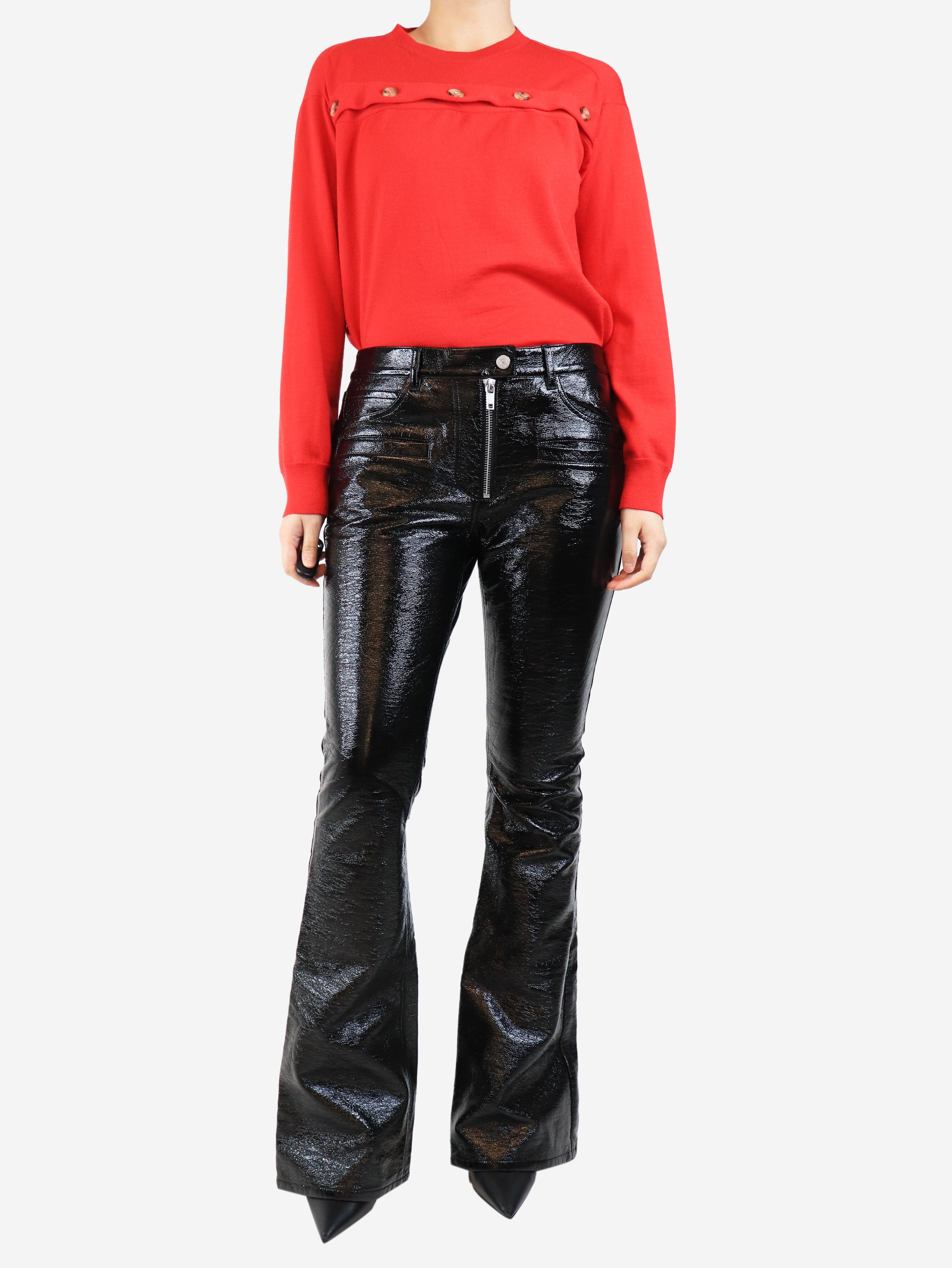 Black faux leather trousers - size UK 12 Trousers Courreges 