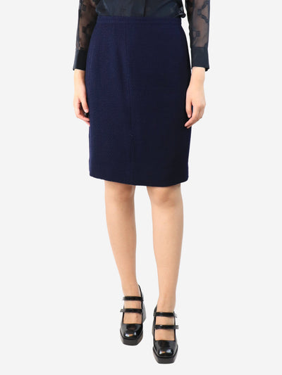 Navy blue wool skirt - size UK 10 Skirts Chanel Boutique 
