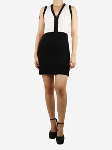 Sandro White and black sleeveless contrasting mini dress - size UK 8