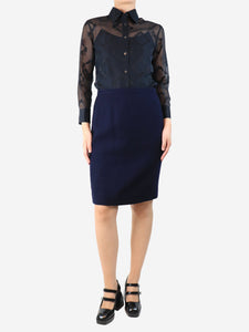 Chanel Boutique Navy blue wool skirt - size UK 10