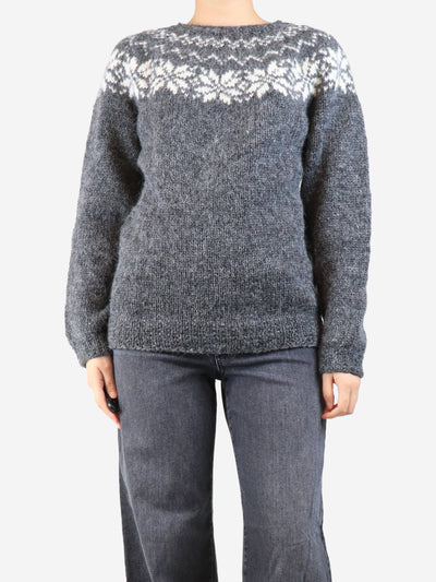 Grey Fairisle jumper - size UK 12 Knitwear Unbranded 
