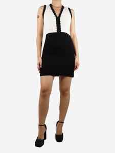 Sandro White and black sleeveless contrasting mini dress - size UK 8